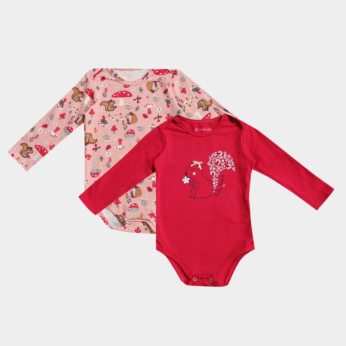 Kit Body Bebê Brandili Manga Longa Hello Friend Menina 2 Peças - Pink Menor preço em Kit Body Bebê Brandili Manga Longa Hello Friend Menina 2 Peças - Pink