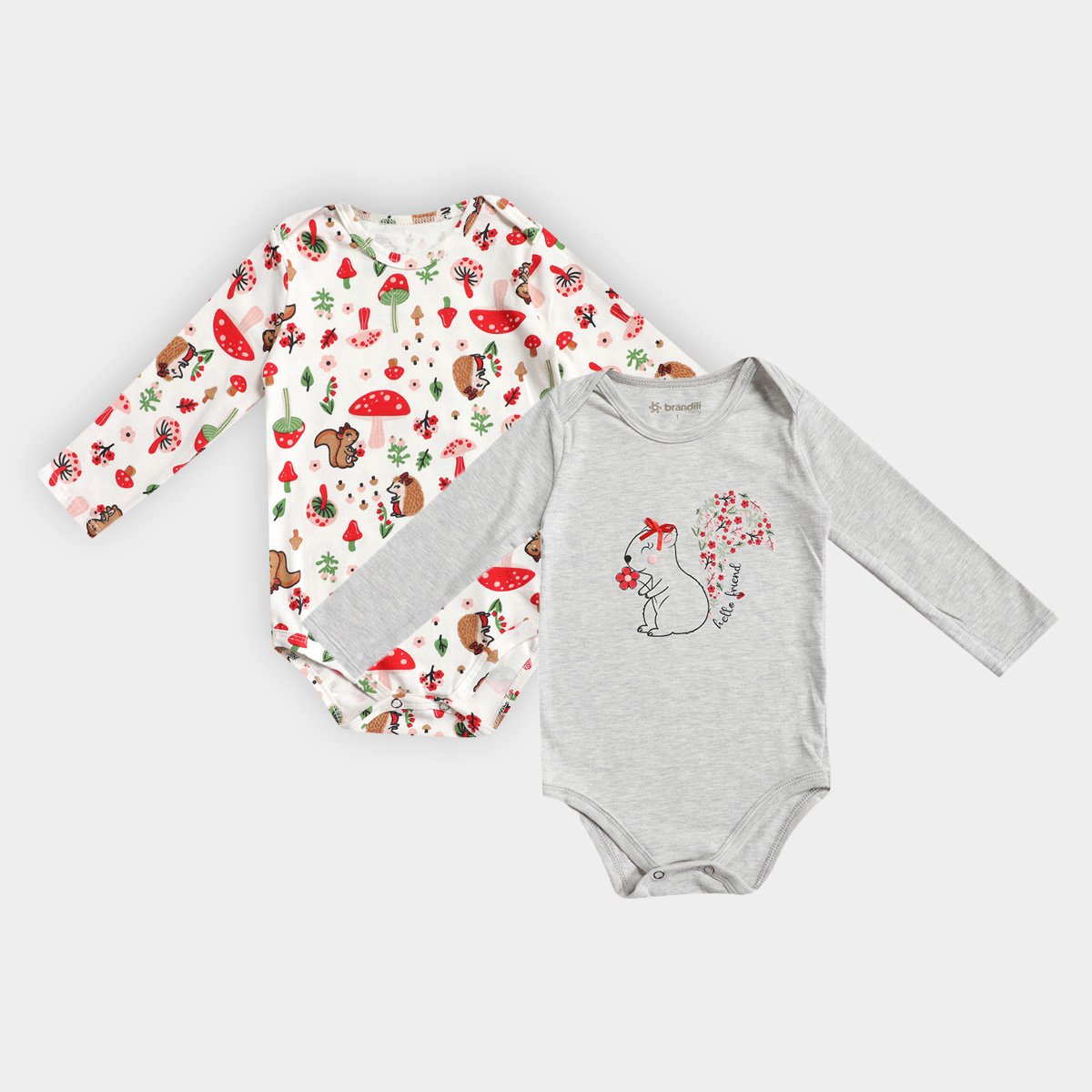 Kit Body Bebê Brandili Manga Longa Hello Friend Menina 2 Peças - Mescla Menor preço em Kit Body Bebê Brandili Manga Longa Hello Friend Menina 2 Peças - Mescla