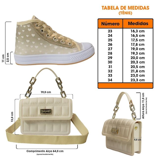 Kit Bolsa E Tenis Cano Alto Botinha Infantil Menina K21