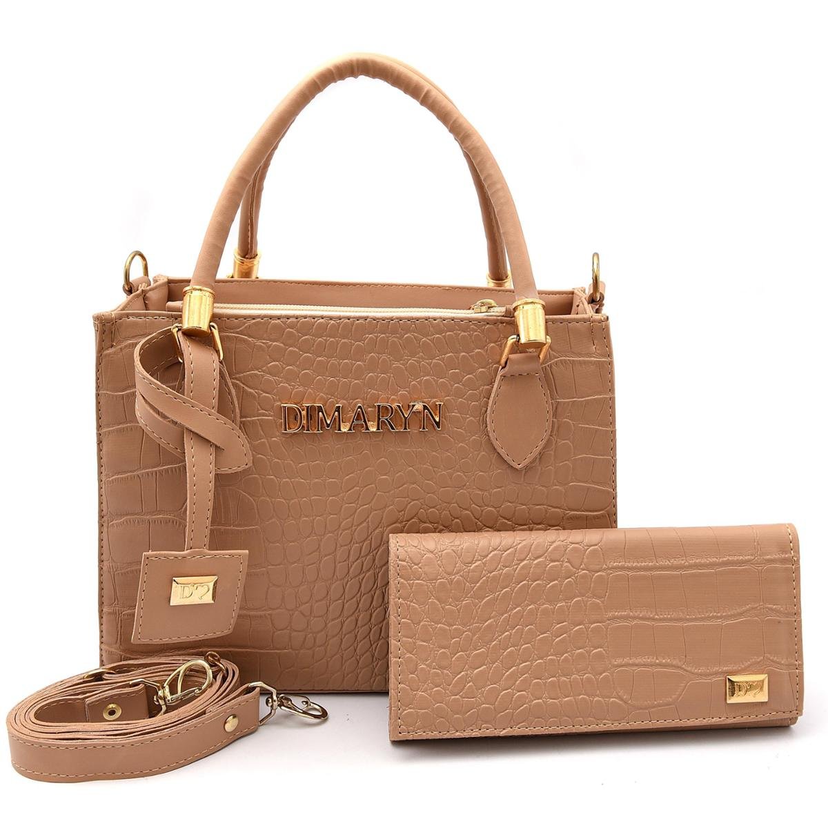 Kit Bolsa Feminina Lorena Croco Transversal com Carteira Menor preço em Kit Bolsa Feminina Lorena Croco Transversal com Carteira