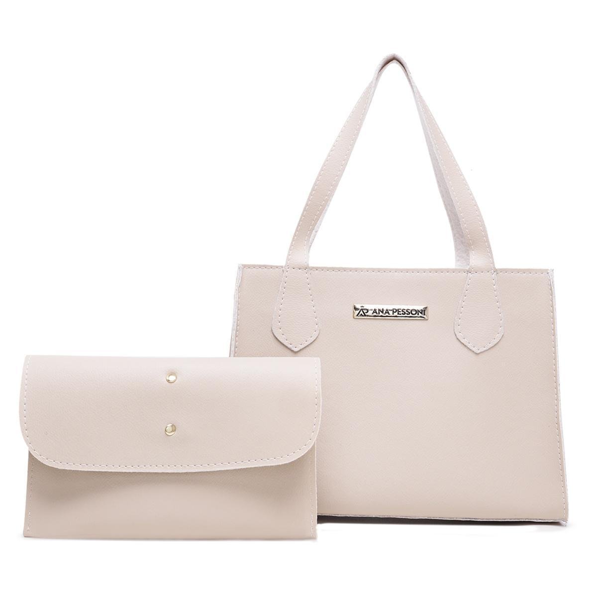 Kit Bolsa Feminina Media Com Alça Transversal Ajustavel e Carteira - Bege é boa?