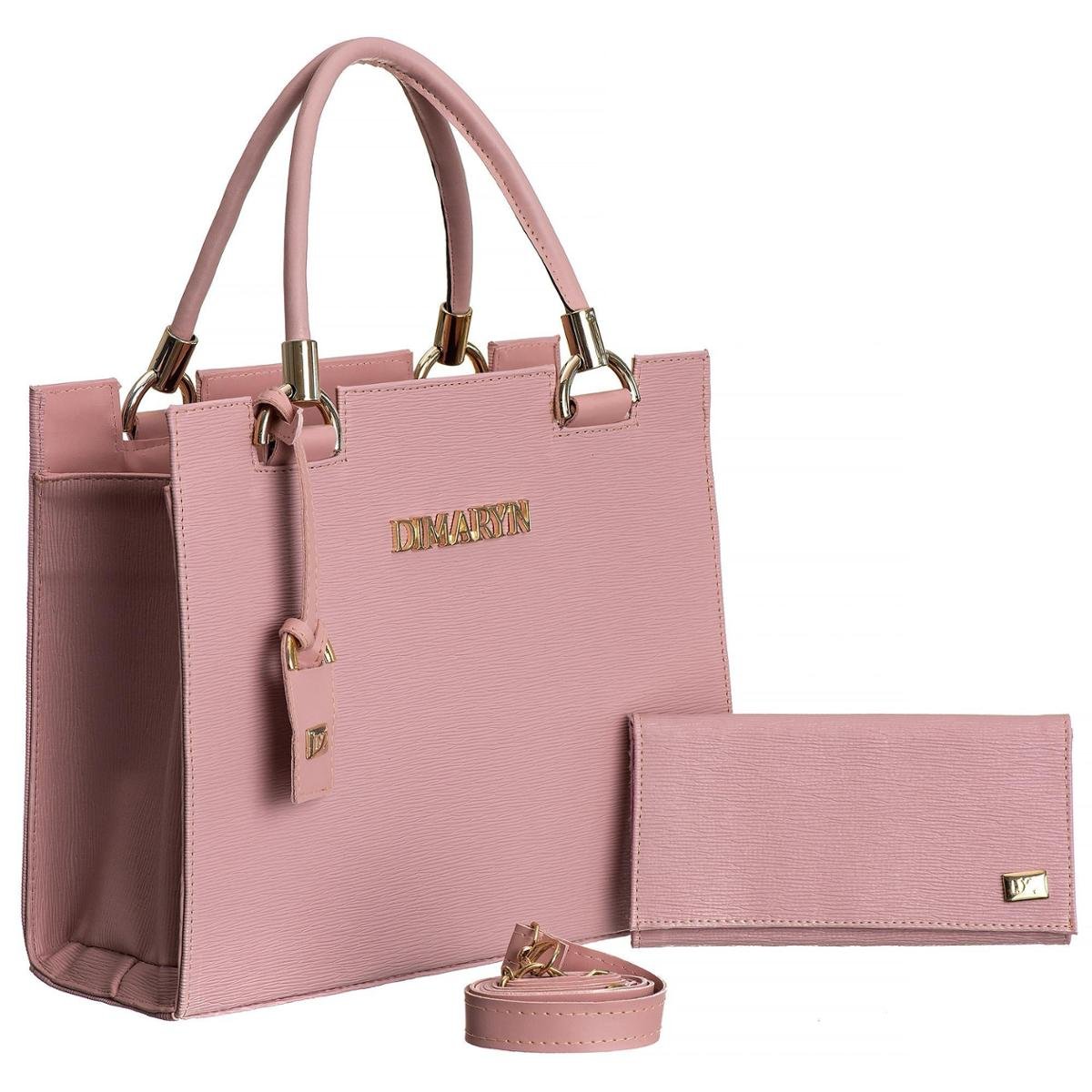 Kit Bolsa Feminina Transversal Castelo + Carteira Brinde - Rosa Menor preço em Kit Bolsa Feminina Transversal Castelo + Carteira Brinde - Rosa