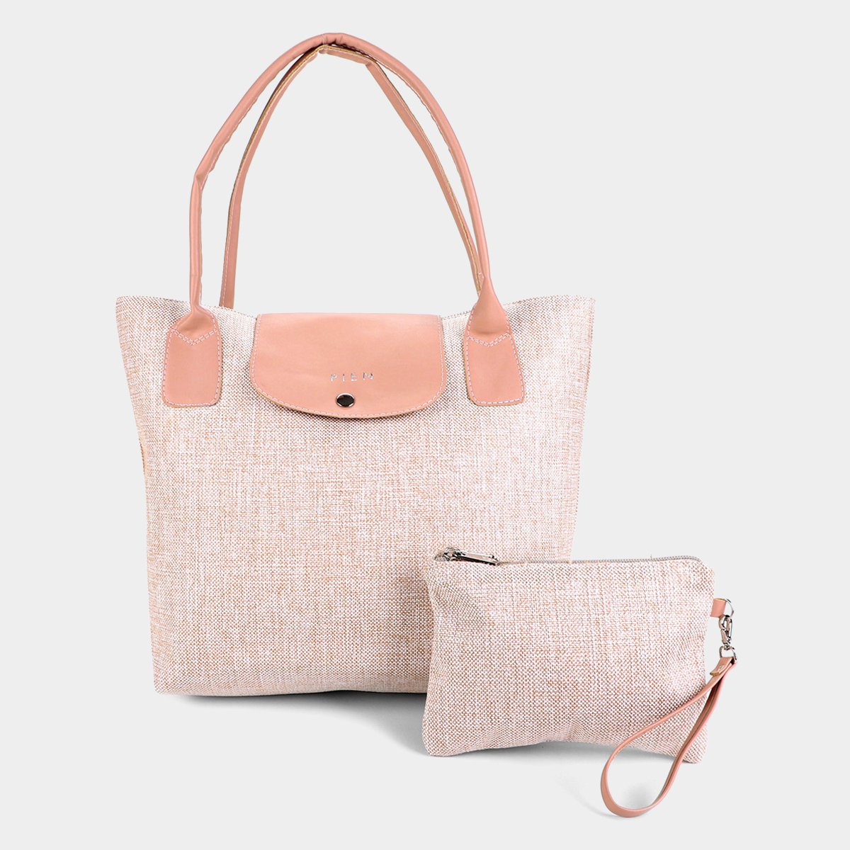Kit Bolsa PIEN Shopper + Clutch Feminina - Marrom Claro Menor preço em Kit Bolsa PIEN Shopper + Clutch Feminina - Marrom Claro