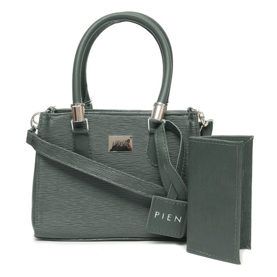 Kit Bolsa Pien Tote Pequena + Carteira Feminina - Verde Militar