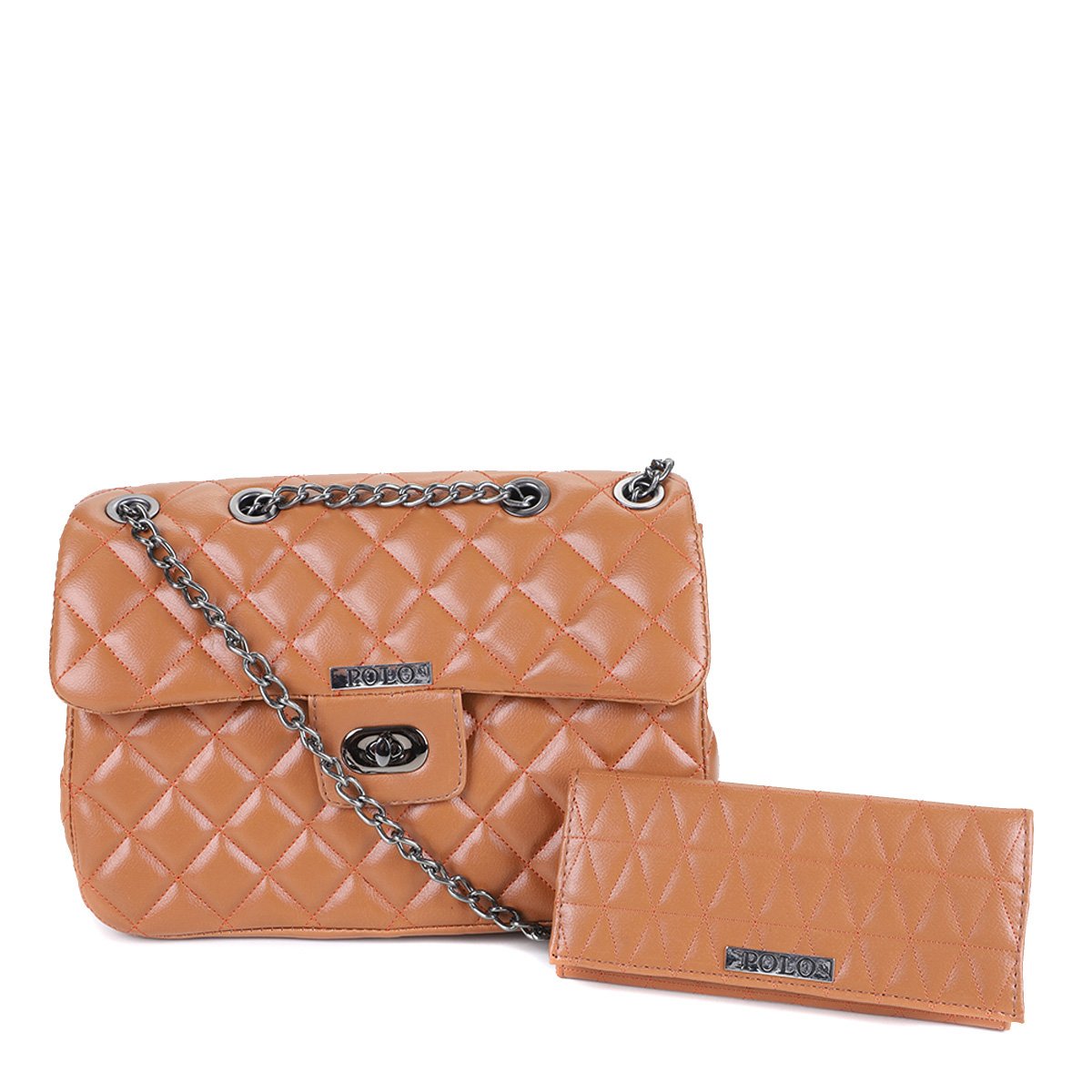 Kit Bolsa Polo London Club Flap Matelassê C/ Carteira Feminina - Caramelo Menor preço em Kit Bolsa Polo London Club Flap Matelassê C/ Carteira Feminina - Caramelo