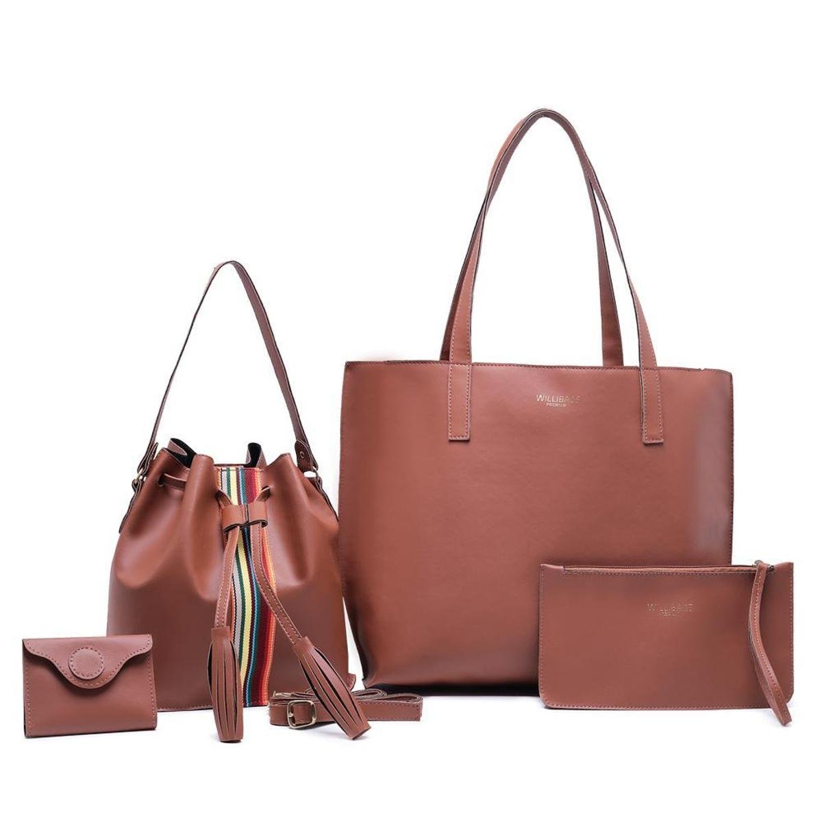 Kit Bolsa sacola feminina espaçosa com nécessaire + Bolsa saquinho transversal com porta moeda Menor preço em Kit Bolsa sacola feminina espaçosa com nécessaire + Bolsa saquinho transversal com porta moeda