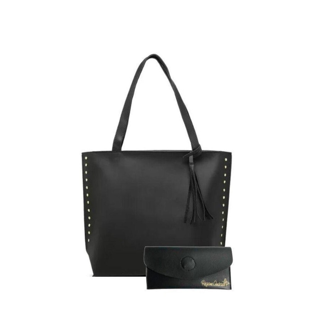 Kit Bolsa Sacola Grande Feminina com Carteira de Mão de Ombro Lado Linda e Luxuosa Lançamento