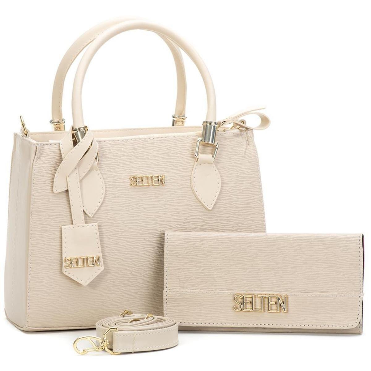 Kit Bolsa Selten Tote Lorena + Carteira Feminina - Creme é ruim? Kit Bolsa Selten Tote Lorena + Carteira Feminina - Creme é boa?