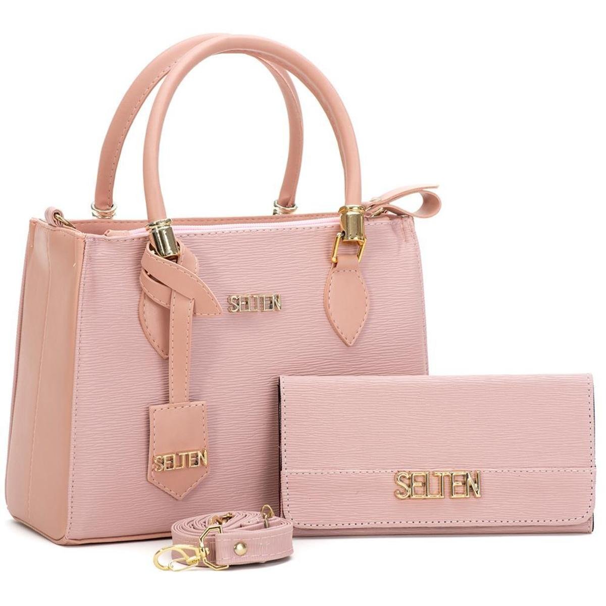 Kit Bolsa Selten Tote Lorena + Carteira Feminina - Rosa Claro é ruim? Kit Bolsa Selten Tote Lorena + Carteira Feminina - Rosa Claro é boa?