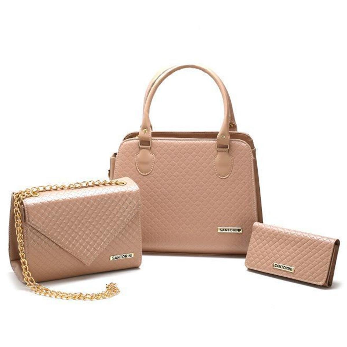 Kit Bolsas bicolor mais carteira Metalassê, com alça transversal Nude - Nude Menor preço em Kit Bolsas bicolor mais carteira Metalassê, com alça transversal Nude - Nude