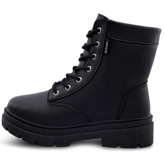 Kit Bota Coturno Feminina Tratorada Com Bolsa Preta MzKid