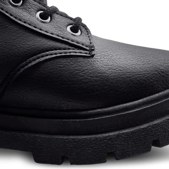 Kit Bota Coturno Feminina Tratorada Com Bolsa Preta MzKid