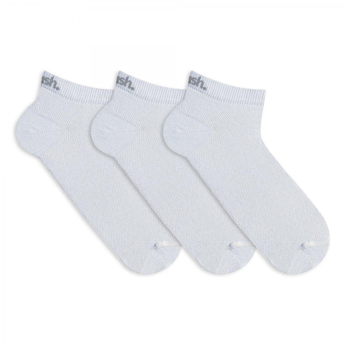 KIT C/ 03 Meias Sapatilhas masculina - Mash - Branco Menor preço em KIT C/ 03 Meias Sapatilhas masculina - Mash - Branco
