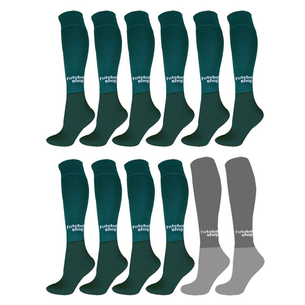 Kit C/ 12 Pares Meião Infantil (Verde + Cinza) - 28/32