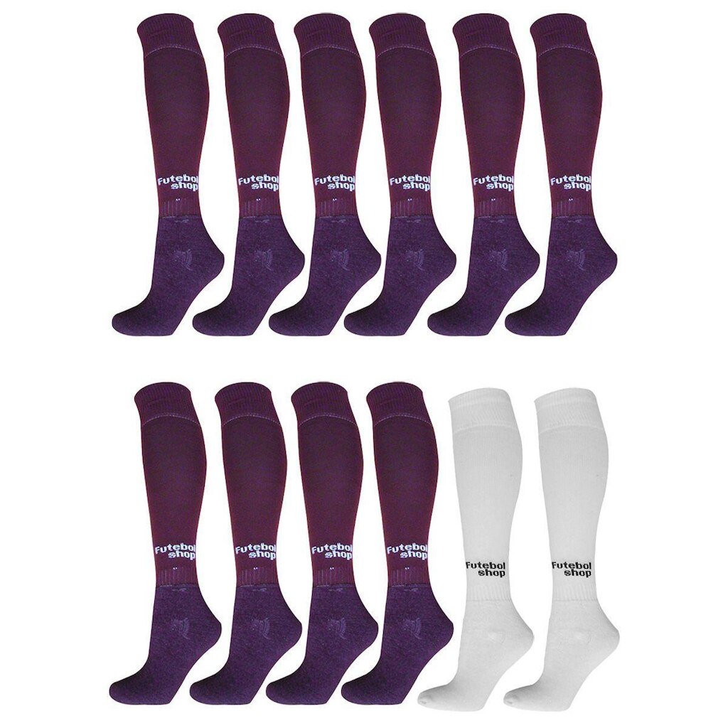 Kit C/ 12 Pares Meião Juvenil (Grená + Branco) - 33/38