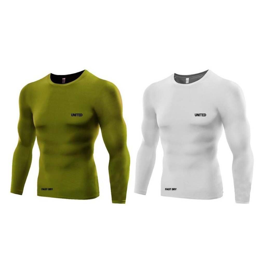 KIT C/ 2 CAMISAS DE COMPRESSÃO UNITED PRO PROTEÇÃO FPU 50 + MANGA LONGA - P
