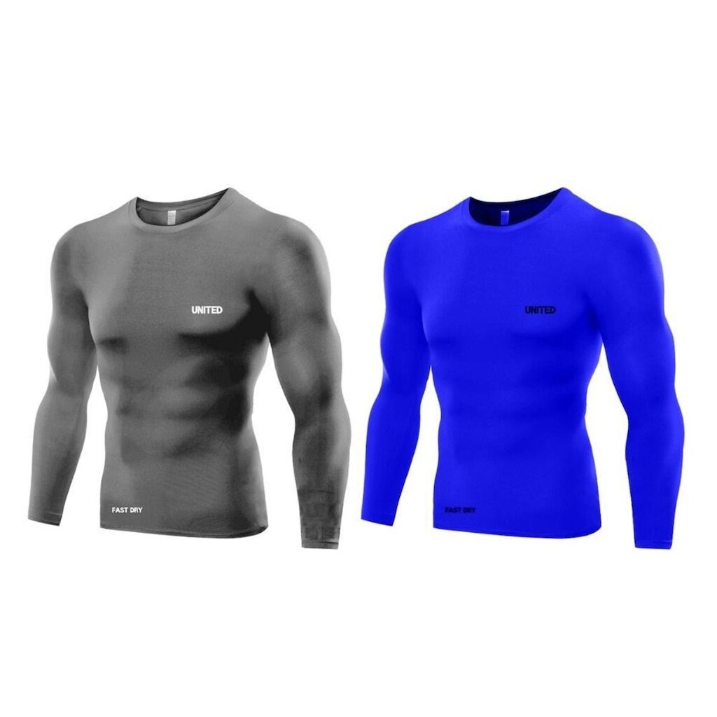 KIT C/ 2 CAMISAS DE COMPRESSÃO UNITED PRO PROTEÇÃO FPU 50 + MANGA LONGA - P