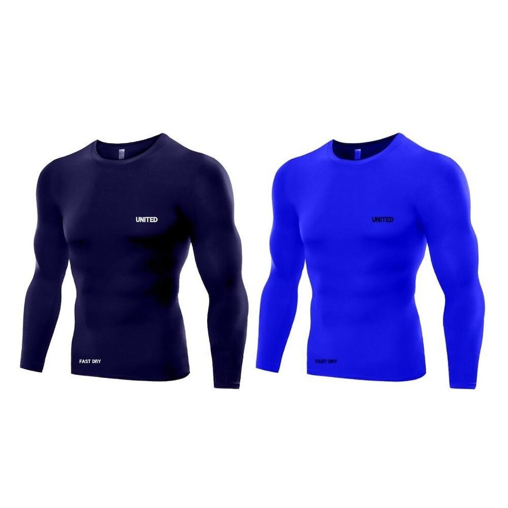 KIT C/ 2 CAMISAS DE COMPRESSÃO UNITED PRO PROTEÇÃO FPU 50 + MANGA LONGA - P