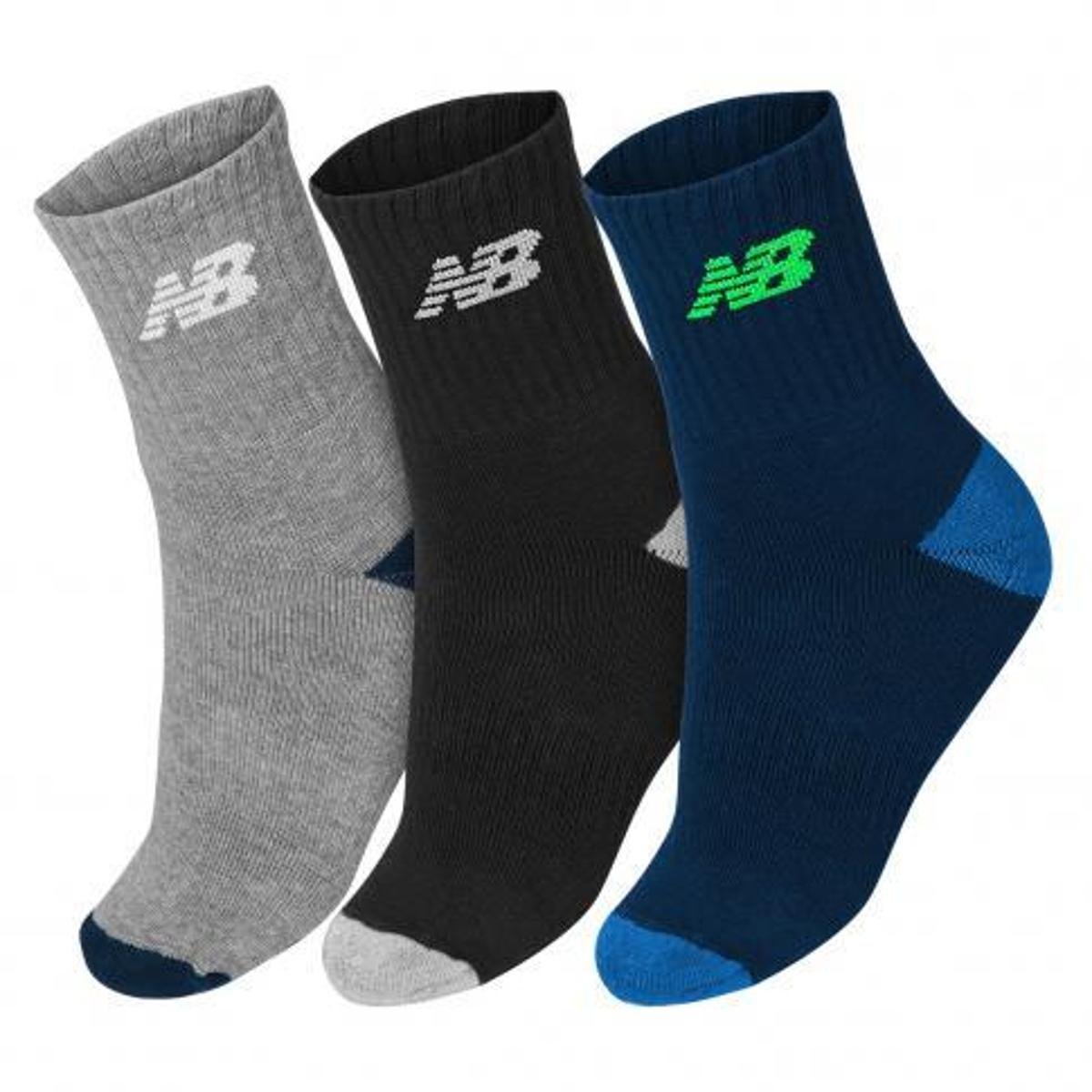 Kit C/ 3 Meia New Balance Infantil Atoalhada Cano Alto-Mescla/Preto/Marinho-Tam 33 A 36 - Preto Menor preço em Kit C/ 3 Meia New Balance Infantil Atoalhada Cano Alto-Mescla/Preto/Marinho-Tam 33 A 36 - Preto