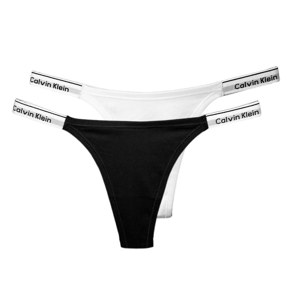 Kit c/2 Calcinhas Fio Cavadas Calvin Klein Preto/Branco Luc37