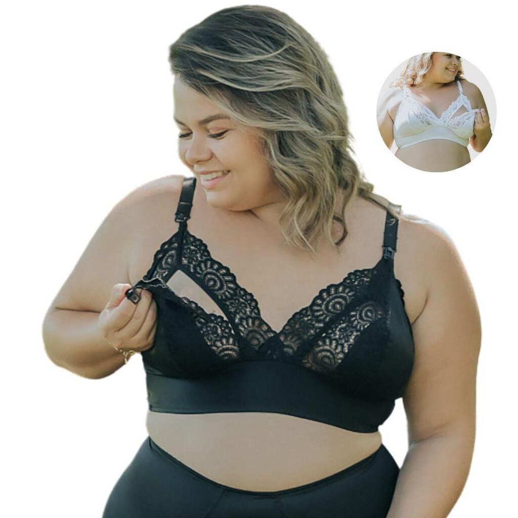 Kit C/2 Sutiãs de  Amamentação Renda e Cetinete Power Plus Size