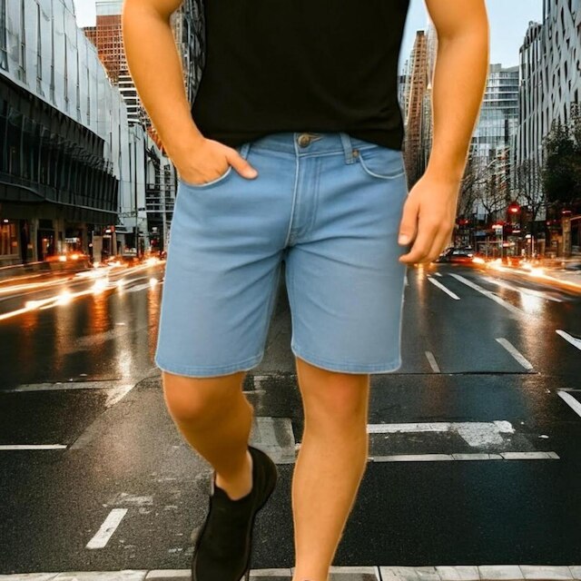 KIT C/3 Bermudas JEANS LISA MASCULINA Slim Casual ELASTANO 415