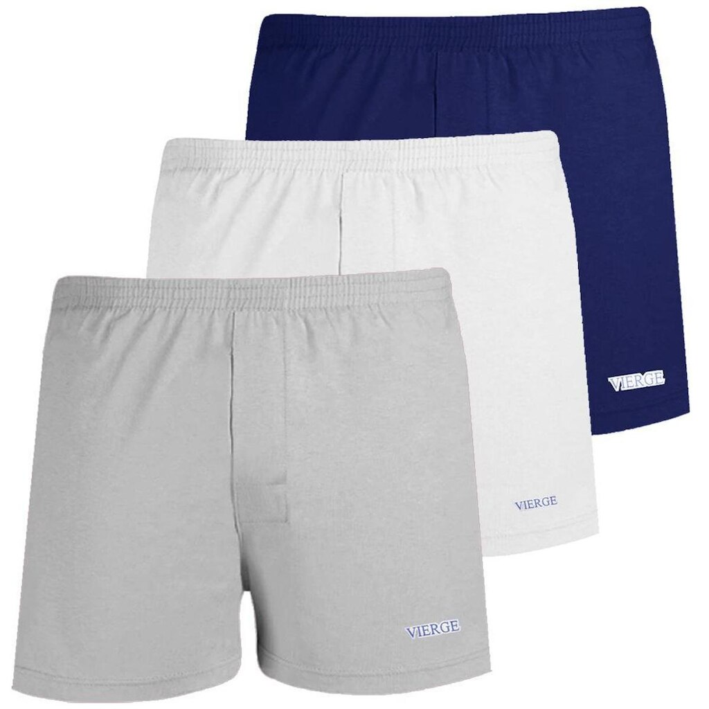 Kit c/3 Cuecas Vierge Samba-Canção 100% Malha em Algodão - 0297/0298