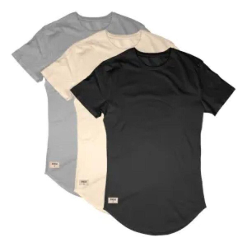 Kit C/3 Un Camisas Roupas Masculina Longline Oversized Algodão