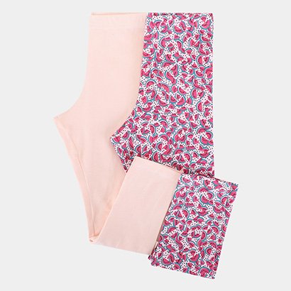 Kit Calça Legging Infantil Candy Kids Cotton Básico 2 Peças - Feminino