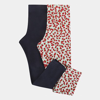 Kit Calça Legging Infantil Candy Kids Cotton Básico 2 Peças - Feminino
