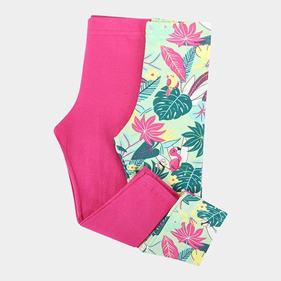 Kit Calça Legging Infantil Candy Kids Cotton Básico 2 Peças - Feminino