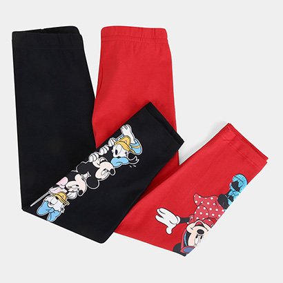Kit Calça Legging Infantil Disney Minnie Mouse Menina - 2 Peças - Feminino