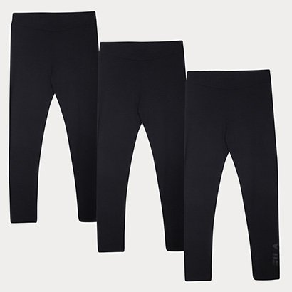 Kit Calça Legging Infantil Fila Letter Fun II Menina 3 Peças - Feminino