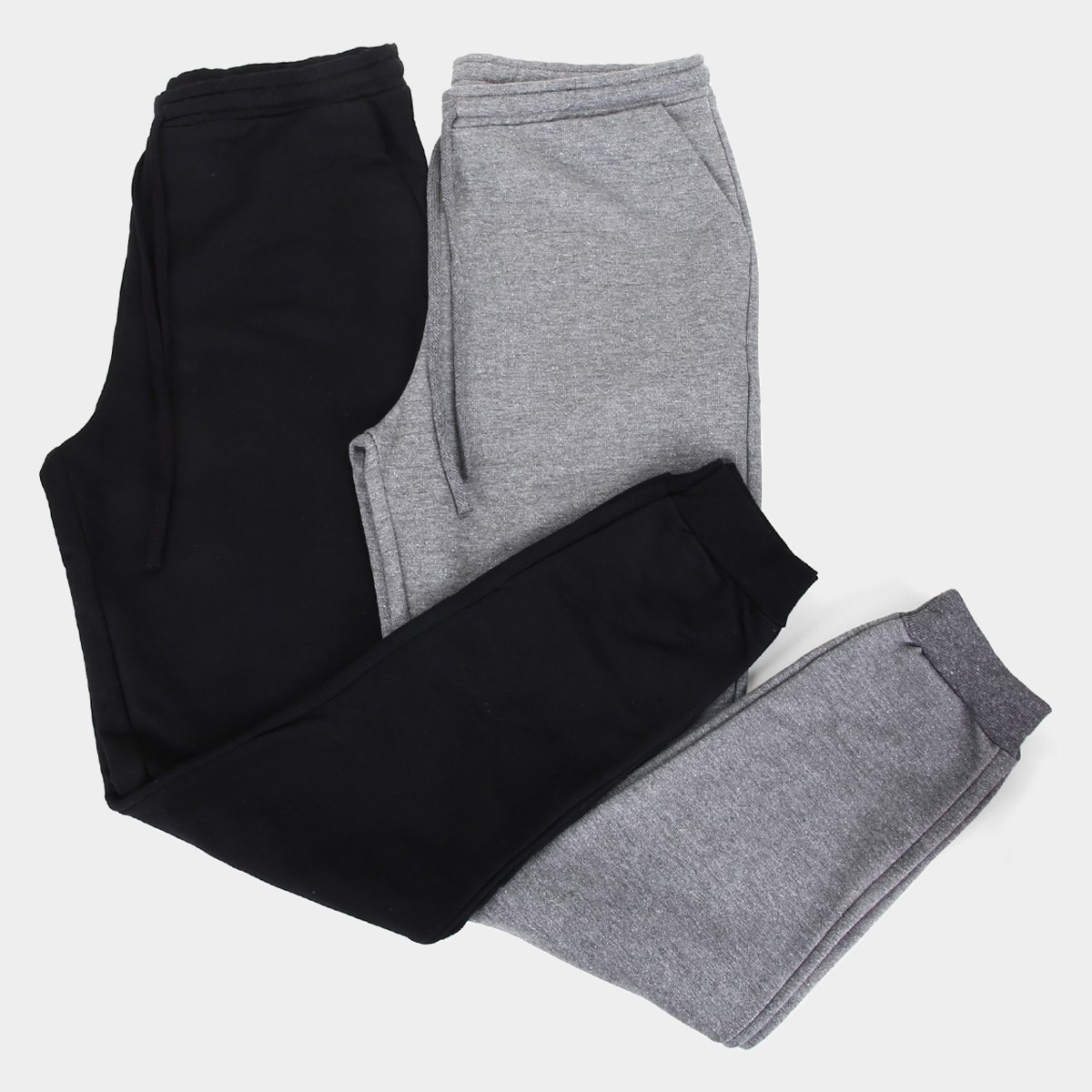 Kit Calça Moletom Basicamente Masculina 2 Peças - Preto+Chumbo Menor preço em Kit Calça Moletom Basicamente Masculina 2 Peças - Preto+Chumbo