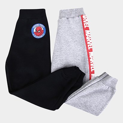 Kit Calça Moletom Infantil Marvel Spider Man - 2 Peças - Masculino