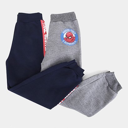 Kit Calça Moletom Infantil Marvel Spider Man - 2 Peças - Masculino