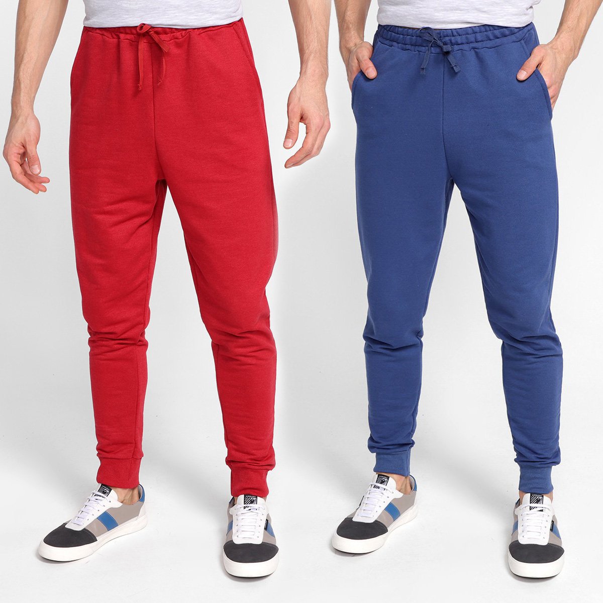 Kit Calça Moletom Jogger Burn Básica Masculina 2 Peças - Vermelho Menor preço em Kit Calça Moletom Jogger Burn Básica Masculina 2 Peças - Vermelho