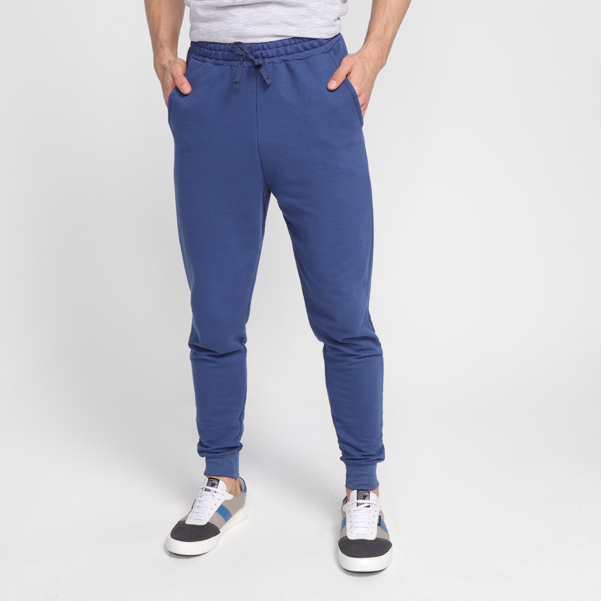 Kit Calça Moletom Jogger Burn Básica Masculina 2 Peças - Chumbo+Marinho Menor preço em Kit Calça Moletom Jogger Burn Básica Masculina 2 Peças - Chumbo+Marinho