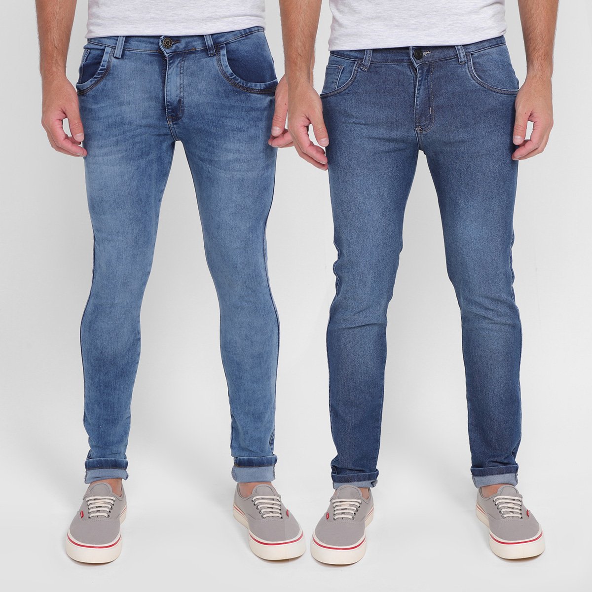 Kit Calças Jeans Skinny Grifle 2 Peças Masculina - Azul Menor preço em Kit Calças Jeans Skinny Grifle 2 Peças Masculina - Azul
