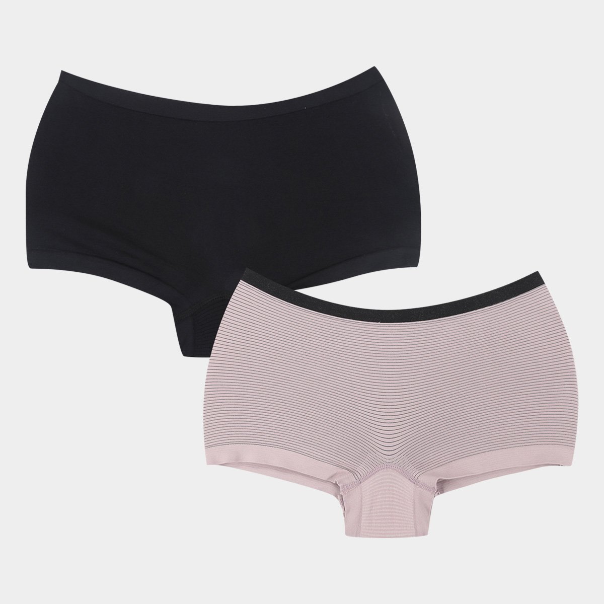 Kit Calcinha Boxer DelRio Sem Costura Com 2 Peças - Preto+Bege Menor preço em Kit Calcinha Boxer DelRio Sem Costura Com 2 Peças - Preto+Bege