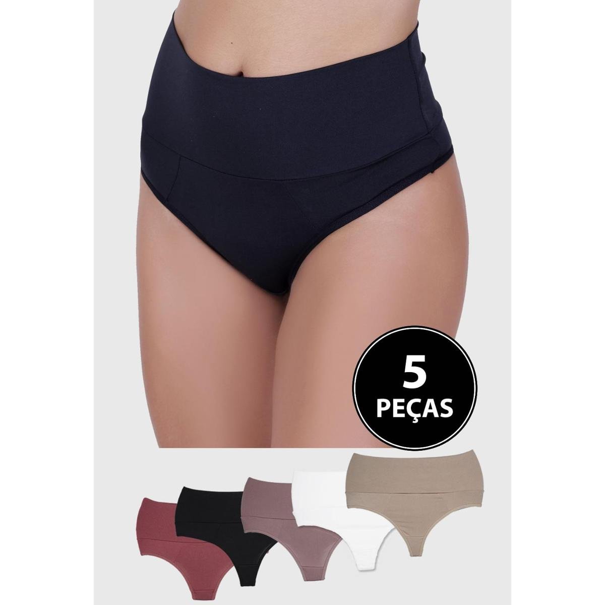 Kit Calcinha Cinta 5 Peças Diluxo Bege - Preto+Vermelho Menor preço em Kit Calcinha Cinta 5 Peças Diluxo Bege - Preto+Vermelho