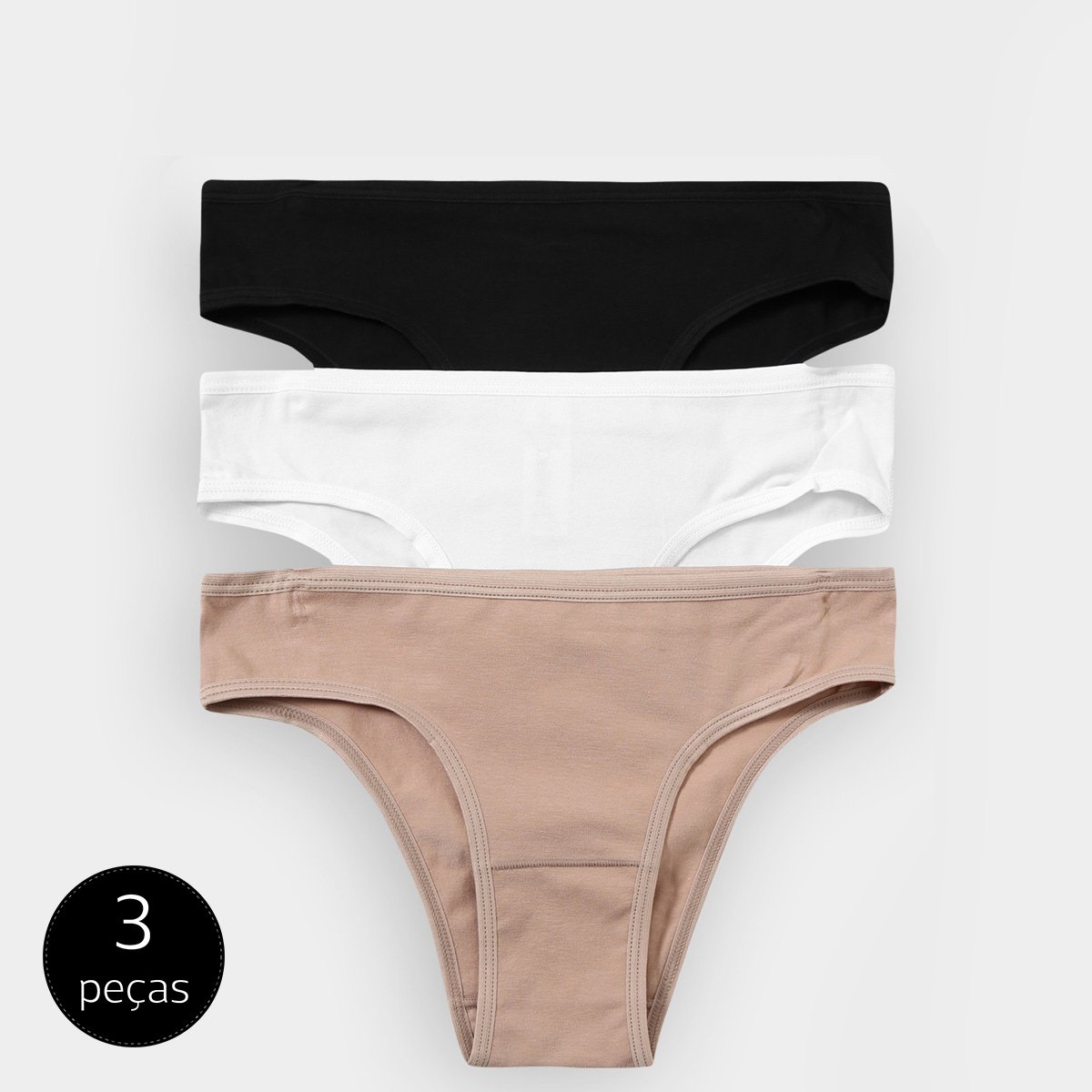 Kit Calcinha Del Rio 3 Peças - Branco+Preto Menor preço em Kit Calcinha Del Rio 3 Peças - Branco+Preto