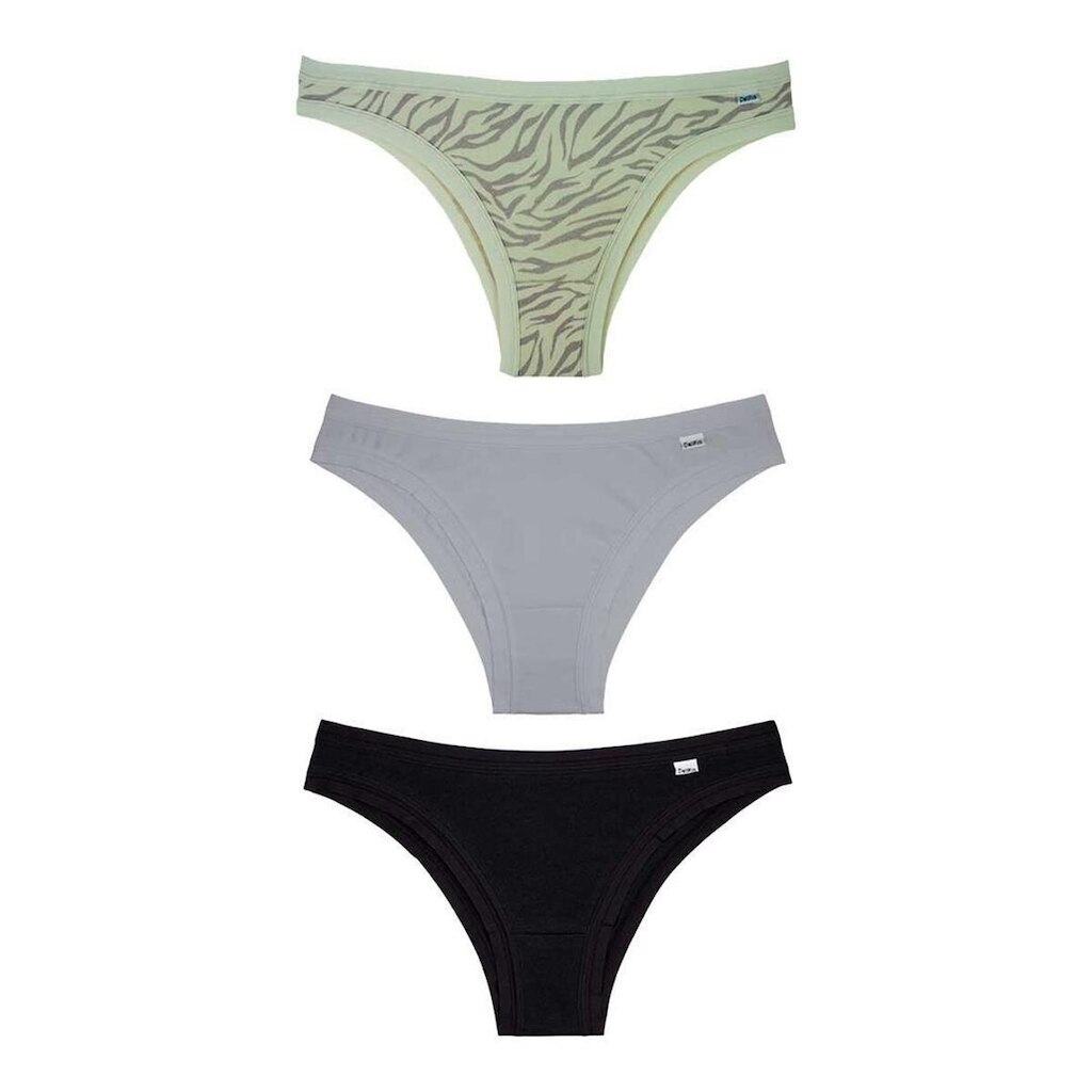 Kit Calcinha Del Rio Feminina 3 Peças Biquíni Cotton Algodão