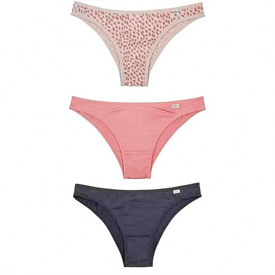 Kit Calcinha Del Rio Feminina 3 Peças Tanga