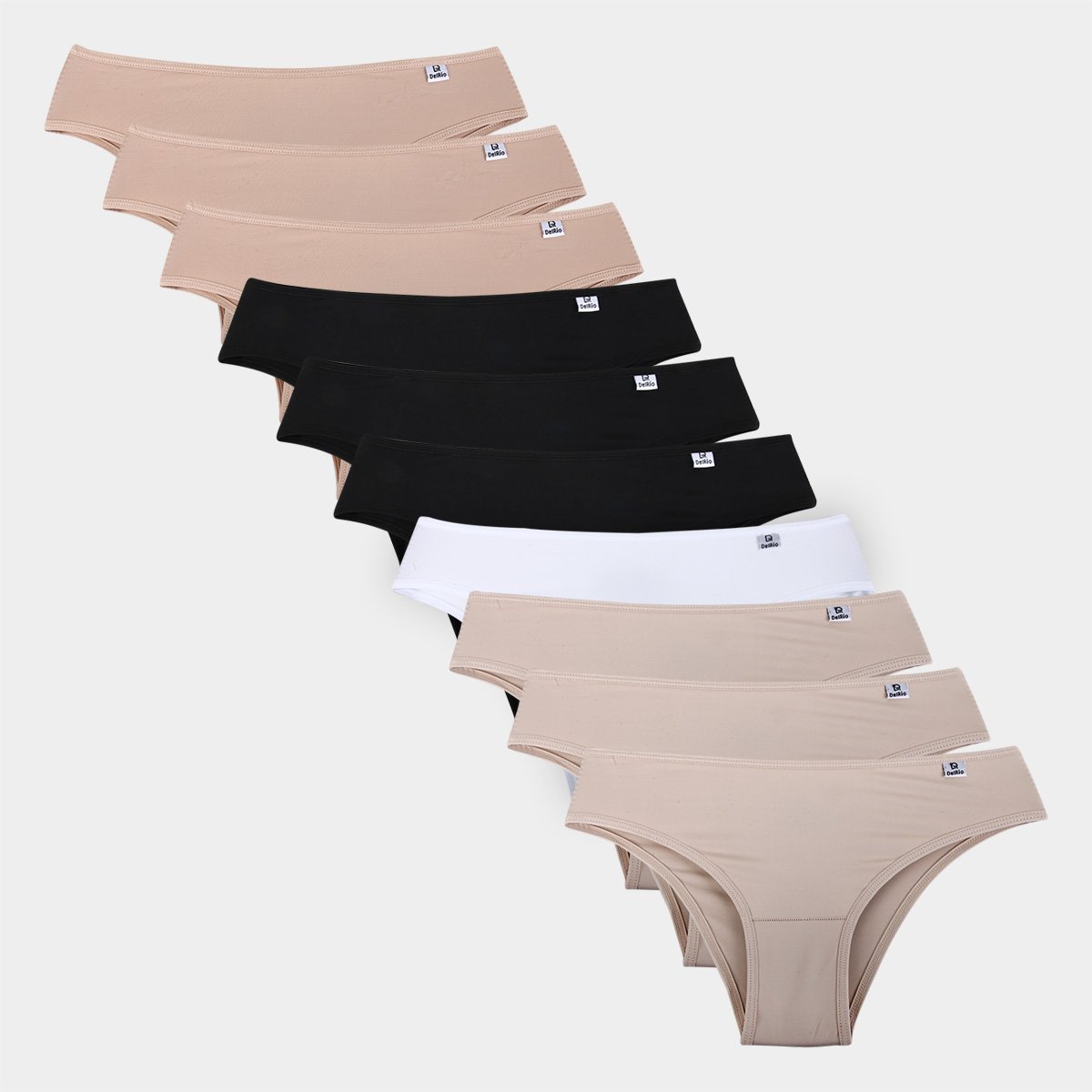 Kit Calcinha DelRio Microfibra 10 Peças - Bege+Preto Menor preço em Kit Calcinha DelRio Microfibra 10 Peças - Bege+Preto