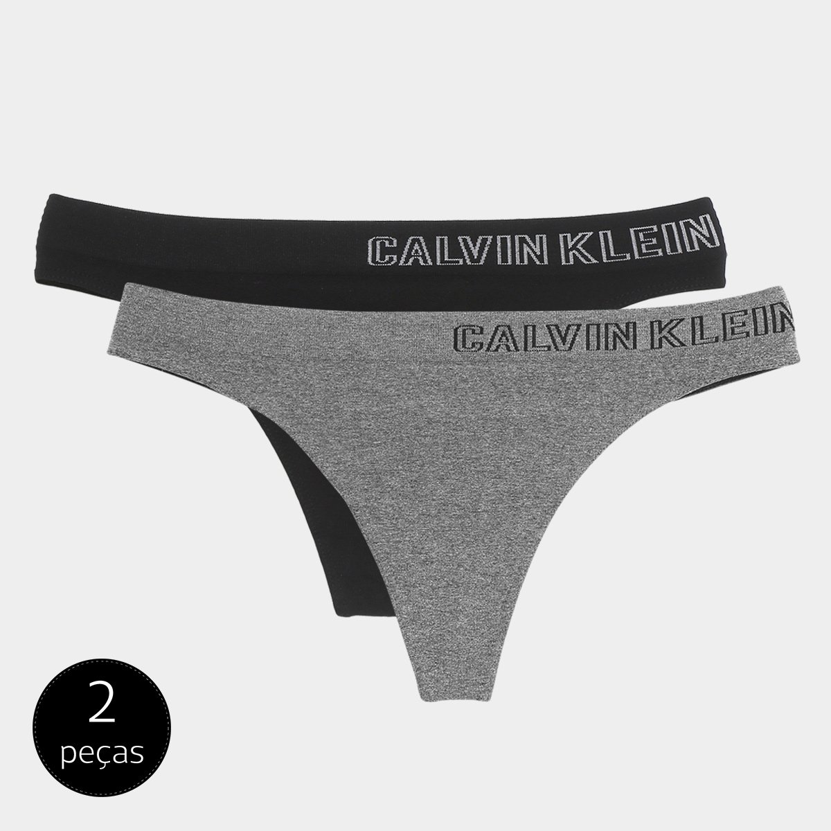 Kit Calcinha Fio Dental Calvin Klein Duas Peças - Preto+Cinza Menor preço em Kit Calcinha Fio Dental Calvin Klein Duas Peças - Preto+Cinza
