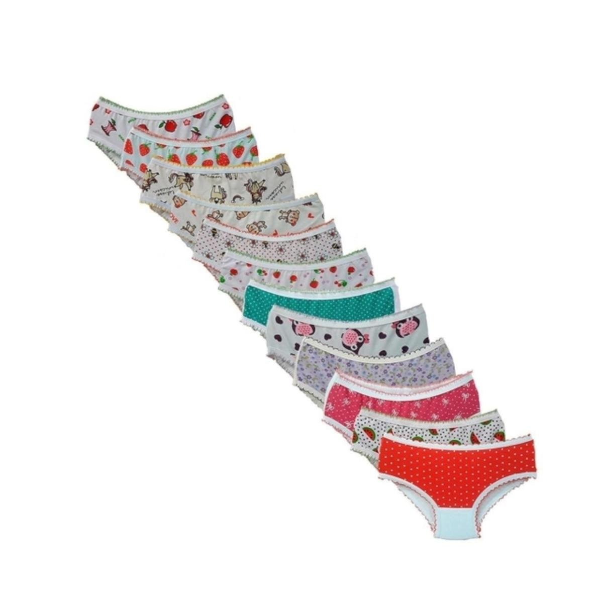 Kit Calcinha Infantil Bruck Store Estampada Algodão 12 peças - Preto+Branco Menor preço em Kit Calcinha Infantil Bruck Store Estampada Algodão 12 peças - Preto+Branco