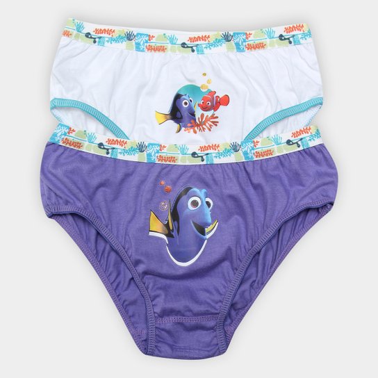 Kit Calcinha Infantil Lupo Disney 2 Peças - Branco+Lilás