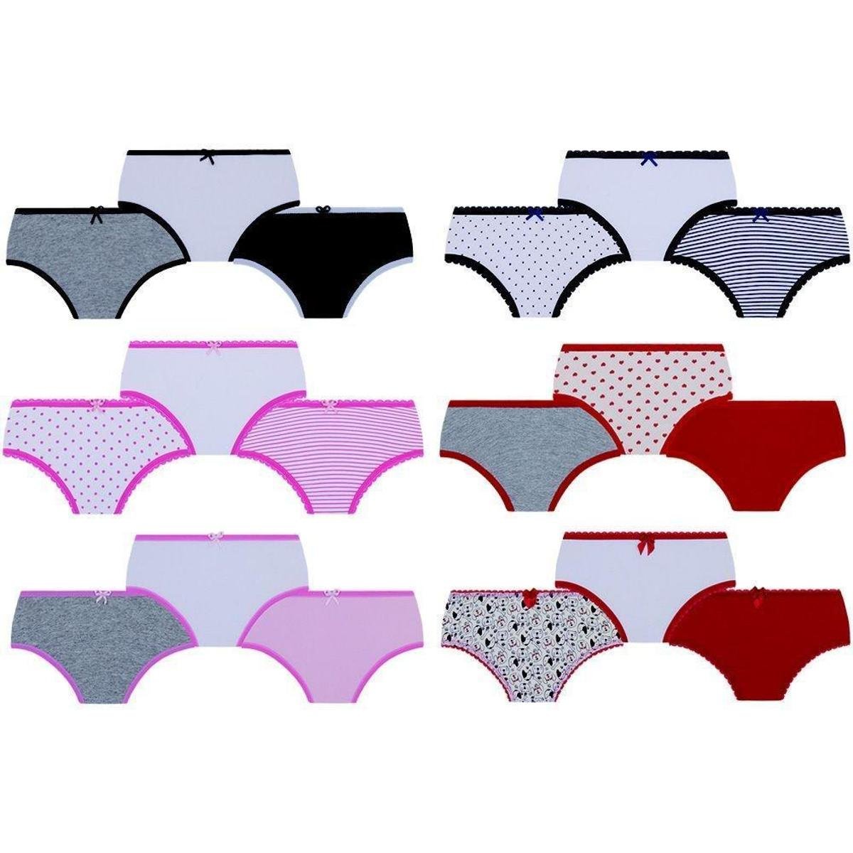 Kit Calcinha Infantil Lupo Lobinha 100% Algodão 9 Peças - Sortido Menor preço em Kit Calcinha Infantil Lupo Lobinha 100% Algodão 9 Peças - Sortido