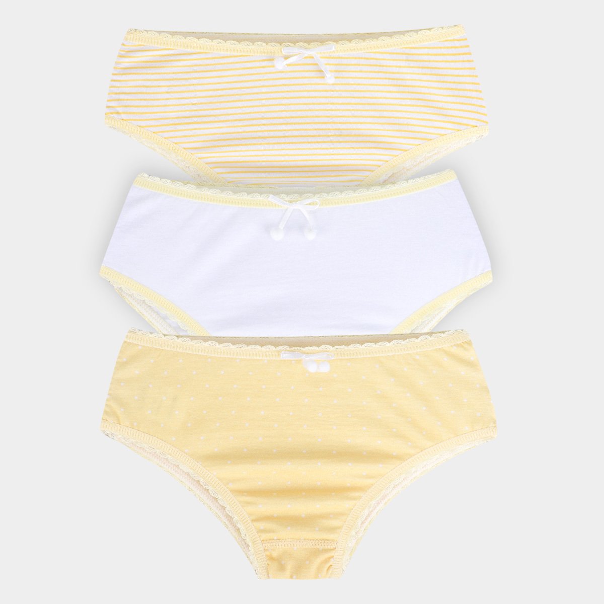 Kit Calcinha Infantil Lupo Lobinha Básica 3 Peças - Branco+Amarelo Menor preço em Kit Calcinha Infantil Lupo Lobinha Básica 3 Peças - Branco+Amarelo